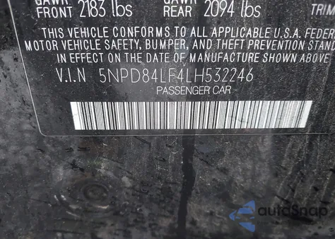 2020 Hyundai Elantra Sel from USA, damaged, VIN 5NPD84LF4LH532246